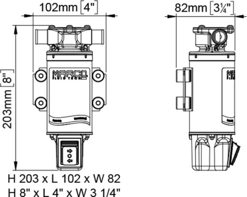 Marco UP1-JR reversible impeller pump drawing