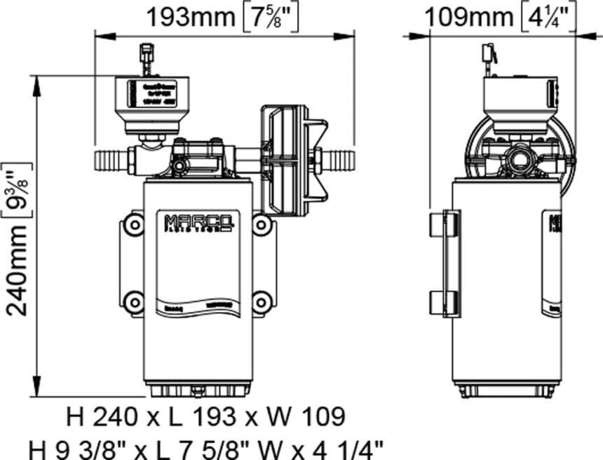 Marco UP6/A Automatische Druckwasserpumpe mit Druckwächter 26 l/min (12  Volt) | MARCO PUMPEN