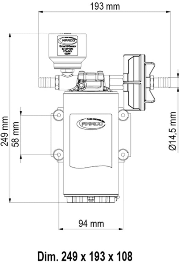 MARCO UP2/E elektronische Süßwasserpumpe Pumpe Camper / Boot 10l