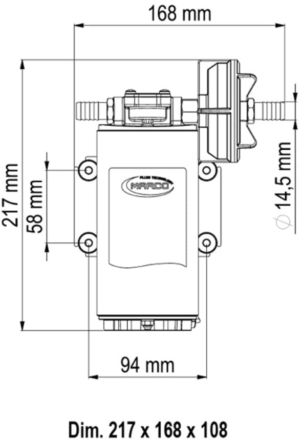 Marco UP1 Pumpe mit Nitrilgummizahnrad und int. Bürsten 35 l/min (12 Volt)