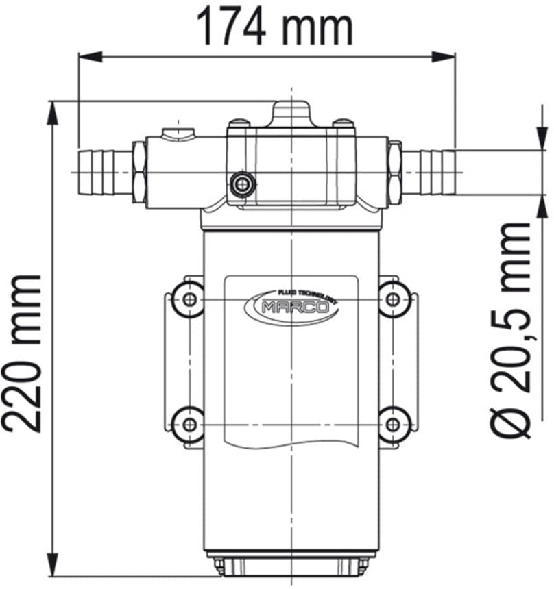 Marco UP14-P Pumpe mit PTFE Zahnrädern 46 l/min (12 Volt)