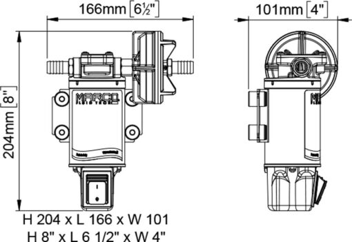 Marco UP3-S Zahnradpumpe 15 l/min mit integriertem on/off Schalter (24 Volt) 3