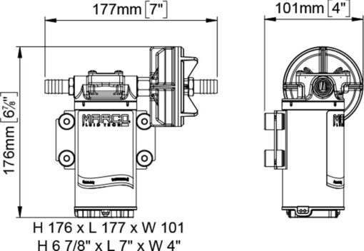 Marco UP8-XC Pumpe für Dauerbelastung 10 l/min, AISI 316 (24 Volt) 1