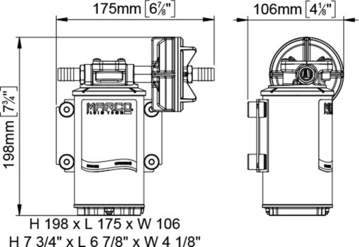 Marco UP9-P Pumpe mit PEEK Zahnrädern 12 l/min (12 Volt) 1