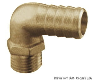 90° Schlauchanschluss aus Messing 3/8“ 15 mm - Packung á 1 St. 3